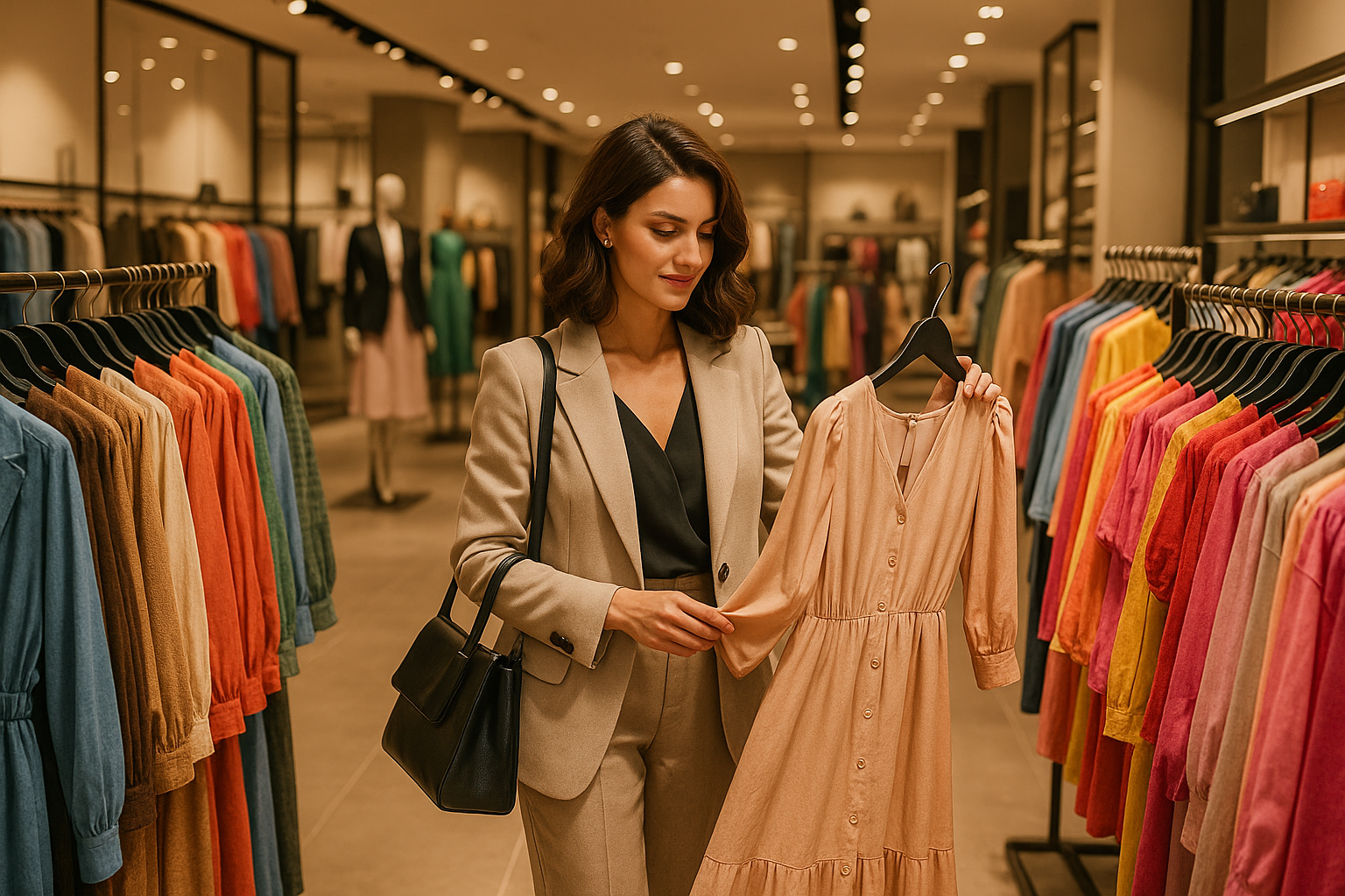 A woman shopping in a fashion store