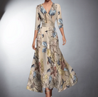 Damen A-Linie Wickel Kleid | Maxi-Women Dress-Kremer Mode