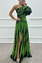 Damen Asymmetrisches Gestreiftes Kleid | Maxi-Women Dress-Kremer Mode