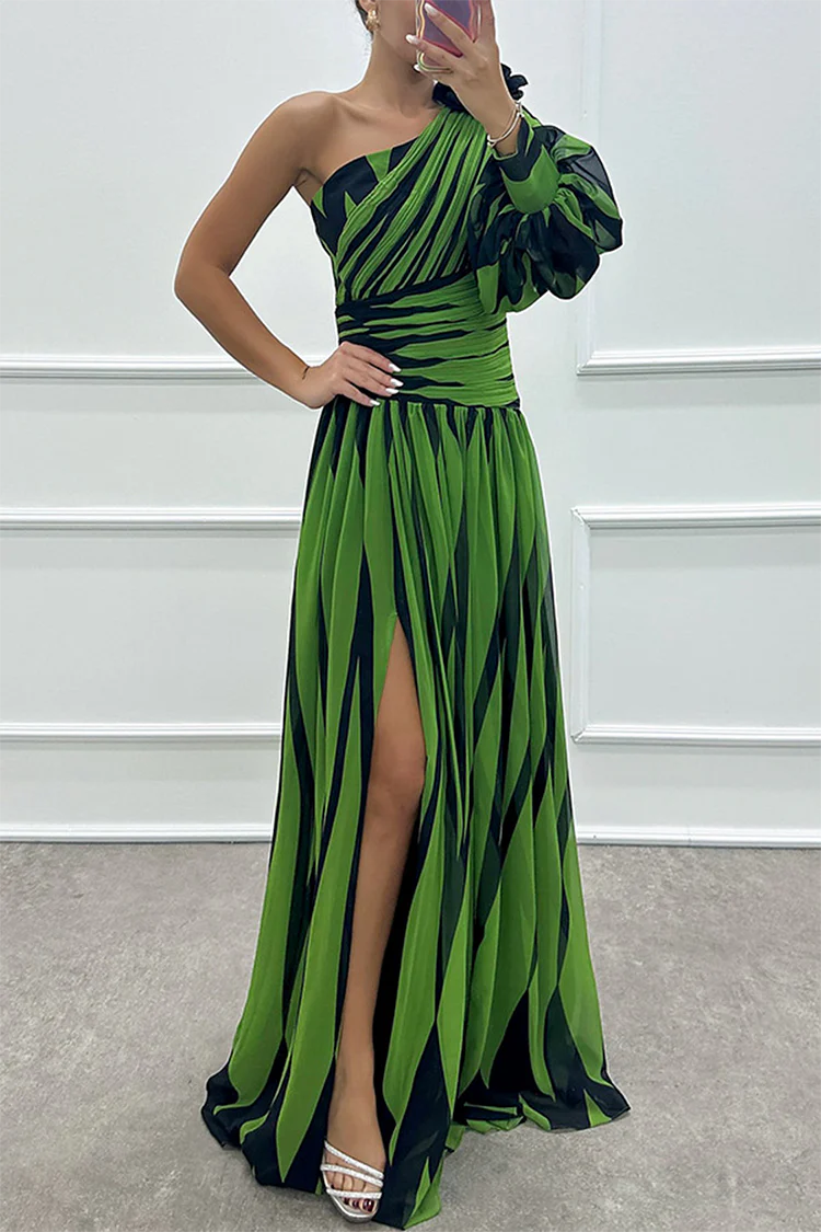 Damen Asymmetrisches Gestreiftes Kleid | Maxi-Women Dress-Kremer Mode