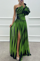 Damen Asymmetrisches Gestreiftes Kleid | Maxi-Women Dress-Kremer Mode