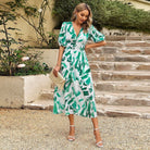 Damen Blumen A-Linie Kleid | Midi-Women Dress-Kremer Mode