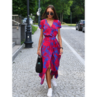 Damen Blumendruck Wickel Kleid | Midi-Women Dress-Kremer Mode