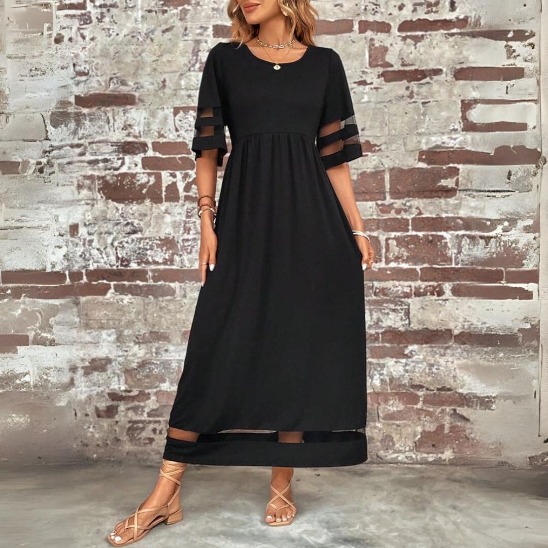 Damen Formelles Hochzeitsgast Kleid | Maxi-Women Dress-Kremer Mode