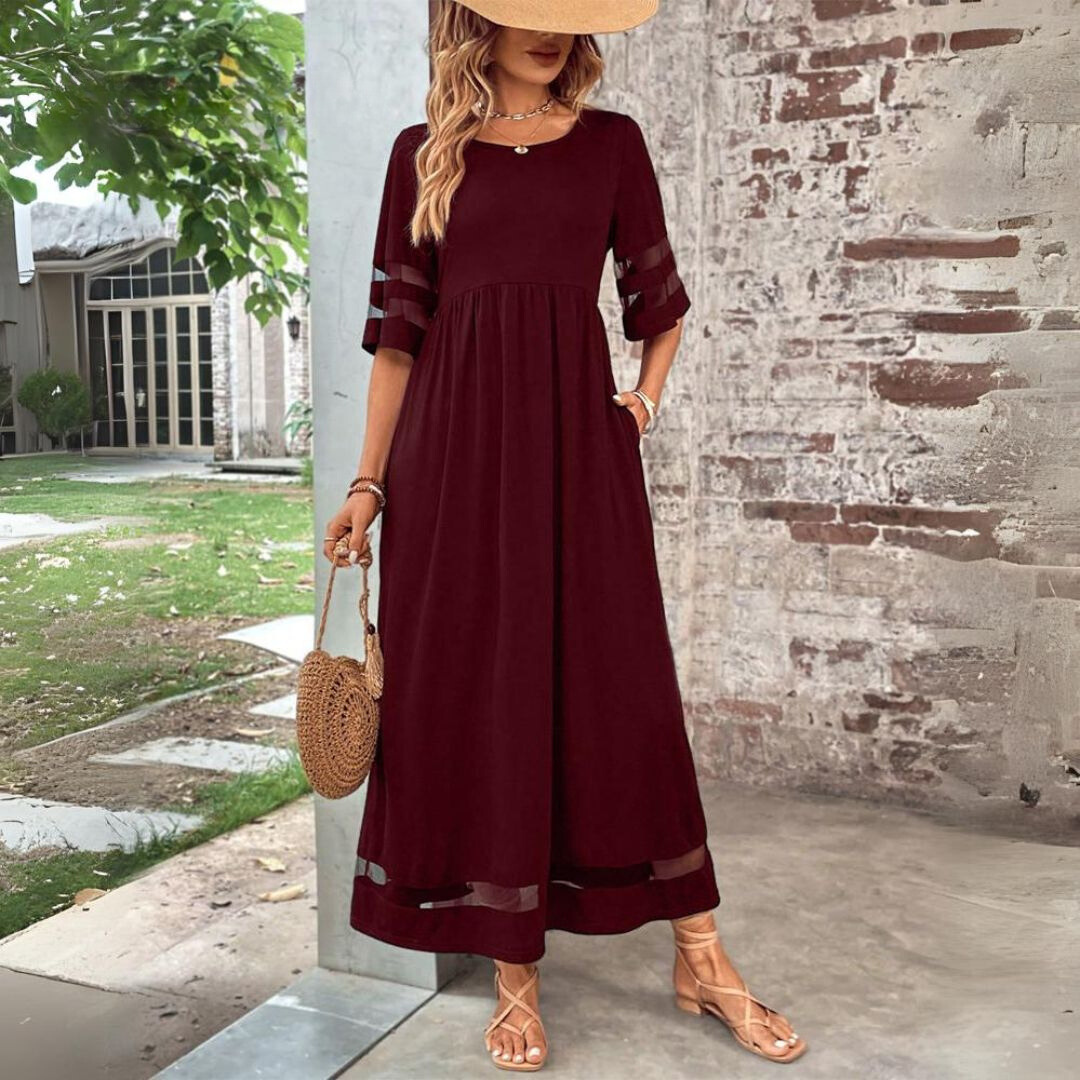 Damen Formelles Hochzeitsgast Kleid | Maxi-Women Dress-Kremer Mode