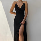 Damen Hoher Schlitz Hochzeitsgast Kleid | Maxi-Women Dress-Kremer Mode