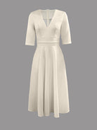 Damen Jahrgang Ausgestelltes Kleid | Midi-Women Dress-Kremer Mode