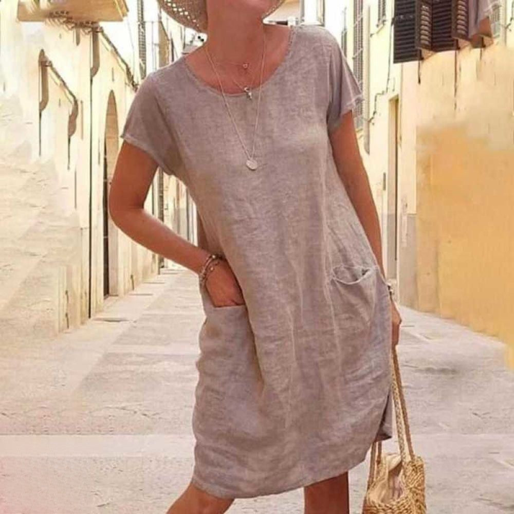 Damen Kurzen Ärmeln Freizeit Kleid | Mini-Women Dress-Kremer Mode