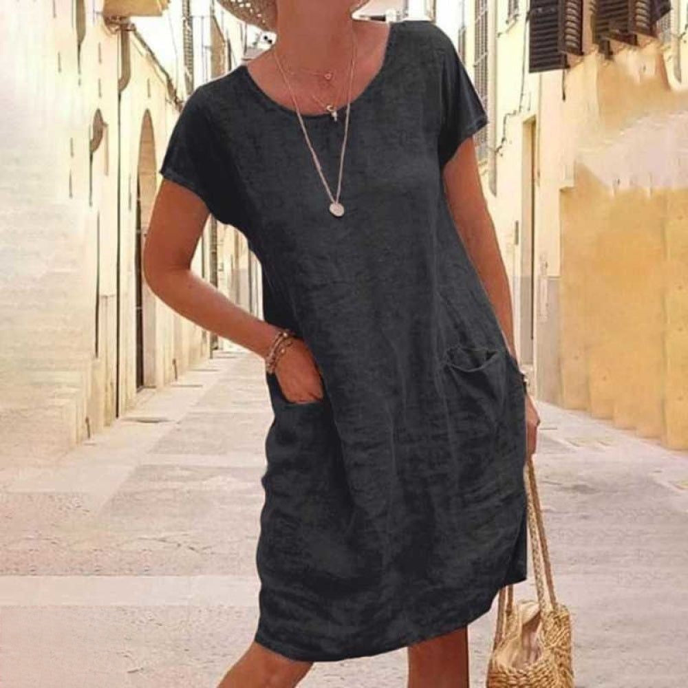 Damen Kurzen Ärmeln Freizeit Kleid | Mini-Women Dress-Kremer Mode