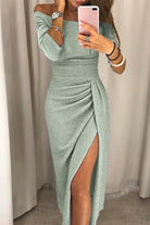 Damen Legantes Schulter Freies Kleid | Midi-Women Dress-Kremer Mode