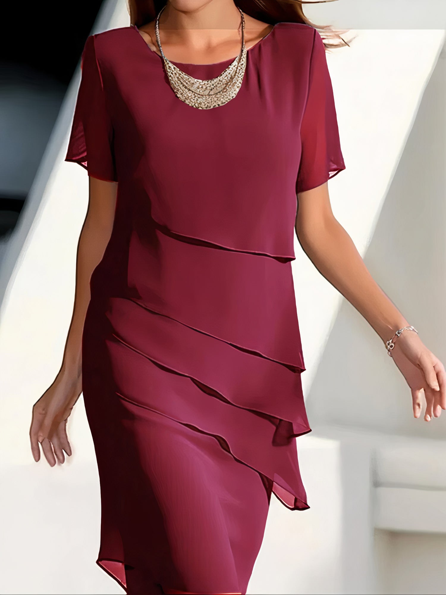 Damen Moderne Hochzeitsgast Kleid | Midi-Women Dress-Kremer Mode