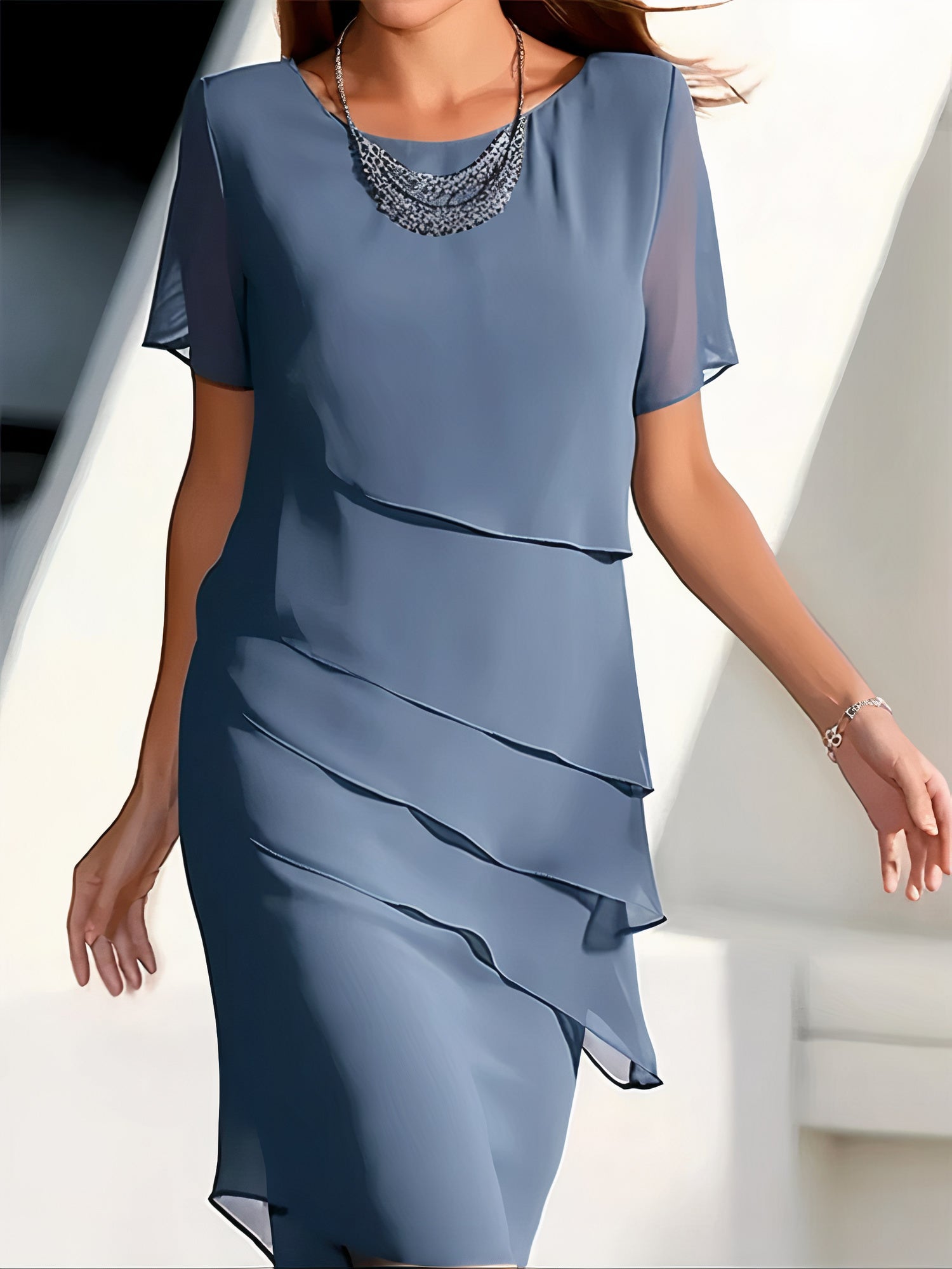Damen Moderne Hochzeitsgast Kleid | Midi-Women Dress-Kremer Mode