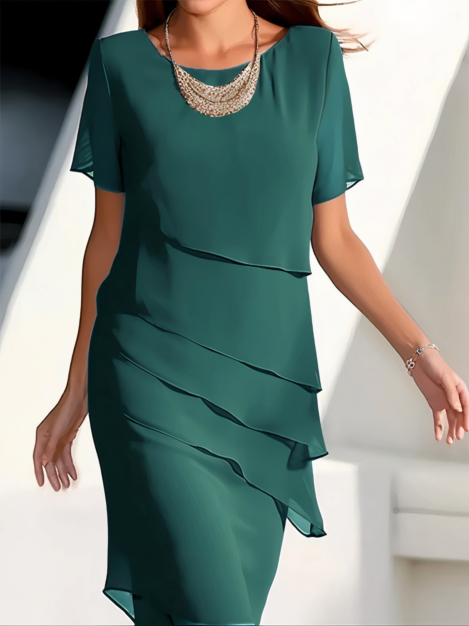 Damen Moderne Hochzeitsgast Kleid | Midi-Women Dress-Kremer Mode