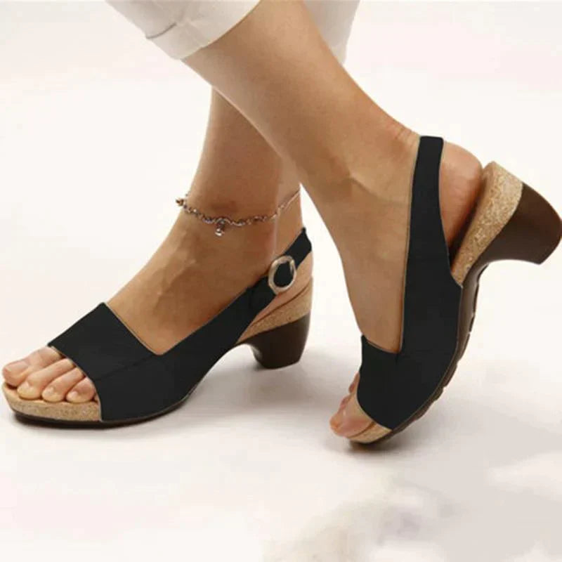 Damen Niedrigem Absatz Sandalen | Offener Spitze-Women Sandals-Kremer Mode