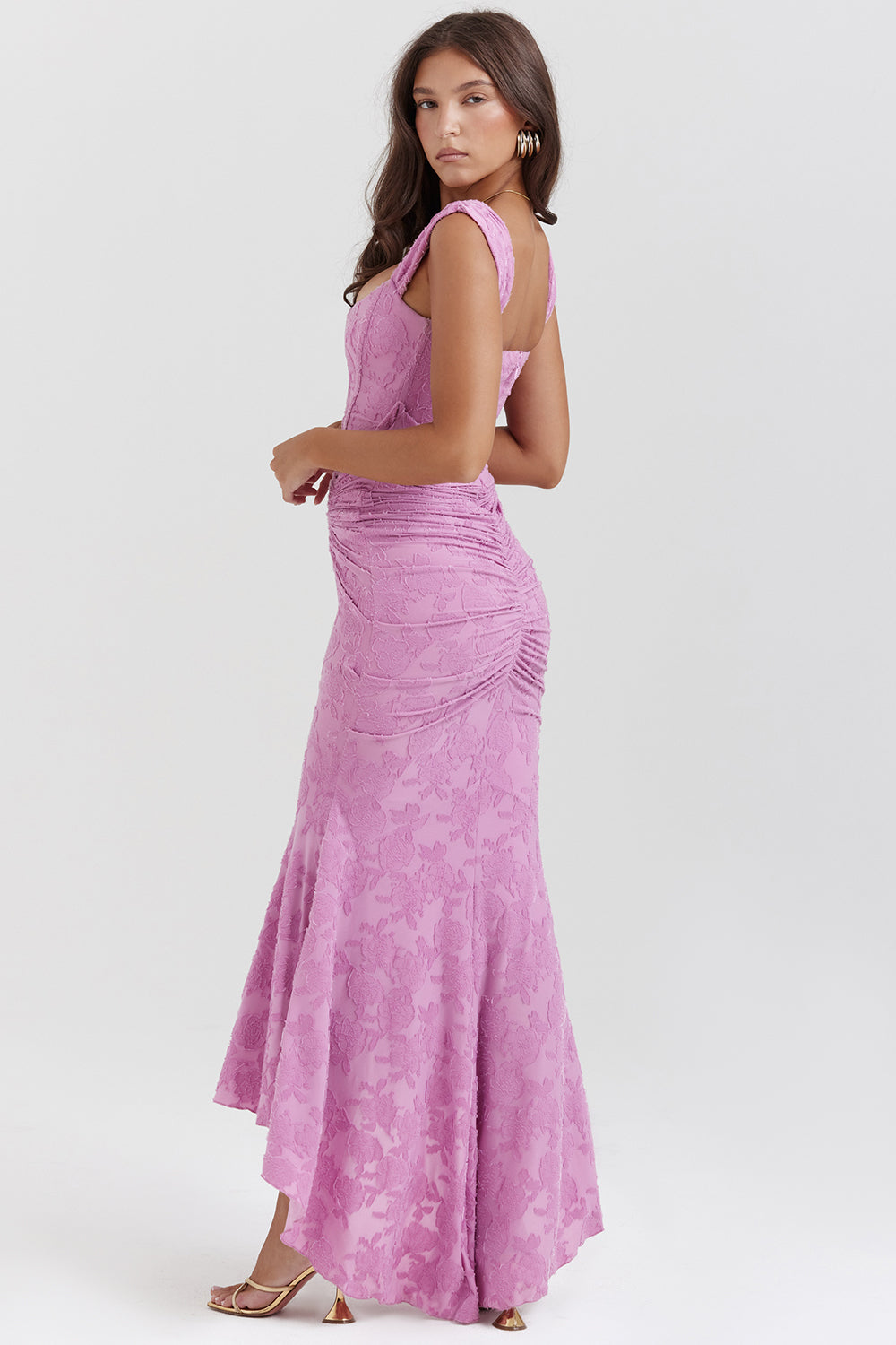 Damen Quadratischer Hals Ärmelloses Hochzeitsgast Kleid | Maxi-Women Dress-Kremer Mode