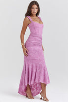 Damen Quadratischer Hals Ärmelloses Hochzeitsgast Kleid | Maxi-Women Dress-Kremer Mode