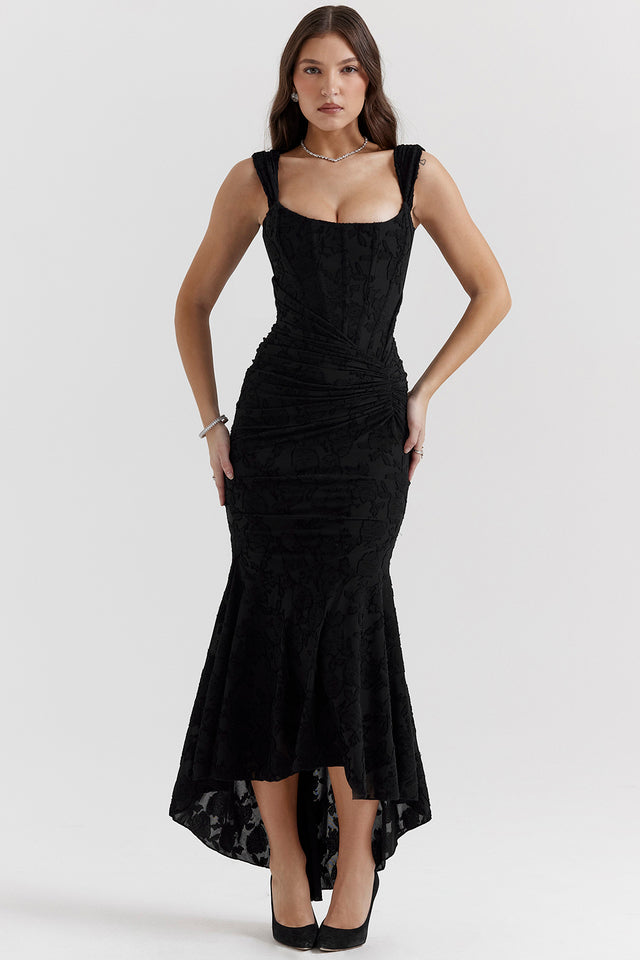 Damen Quadratischer Hals Ärmelloses Hochzeitsgast Kleid | Maxi-Women Dress-Kremer Mode