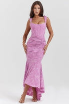 Damen Quadratischer Hals Ärmelloses Hochzeitsgast Kleid | Maxi-Women Dress-Kremer Mode