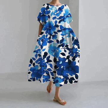 Damen Sommer Strand Blumen Kleid | Maxi-Women Dress-Kremer Mode