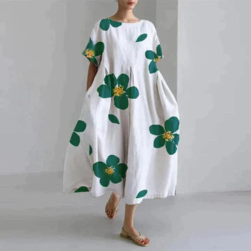 Damen Sommer Strand Blumen Kleid | Maxi-Women Dress-Kremer Mode
