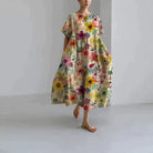 Damen Sommer Strand Blumen Kleid | Maxi-Women Dress-Kremer Mode