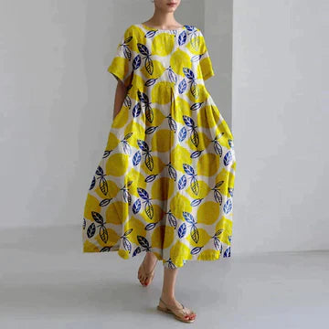 Damen Sommer Strand Blumen Kleid | Maxi-Women Dress-Kremer Mode