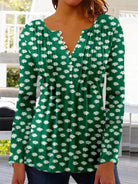 Damen V-Ausschnitt Blumendruck Bluse | 3/4 Ärmel-Women Blouse-Kremer Mode