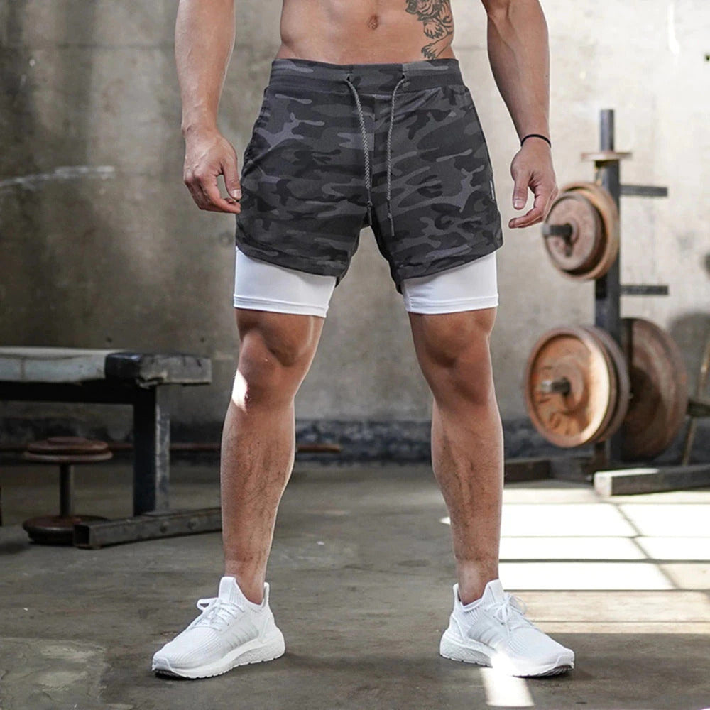 Herren 2-in-1 Lagen Gym Shorts | Kordelzug-Men Shorts-Kremer Mode