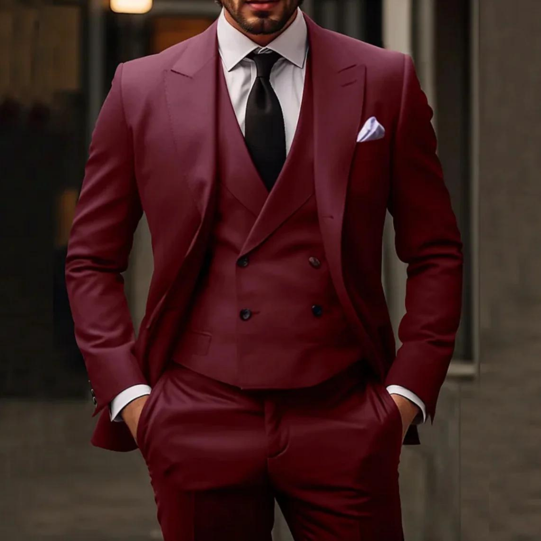 Herren 3-Teiliger Klassischer Hochzeitsgast Anzug Set | Moderne-Men Set-Kremer Mode