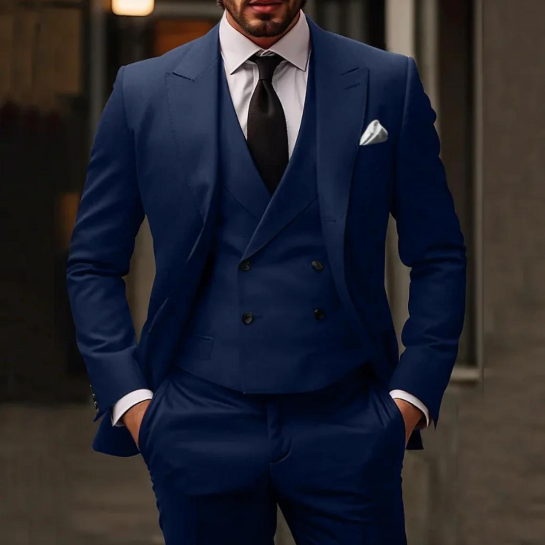 Herren 3-Teiliger Klassischer Hochzeitsgast Anzug Set | Moderne-Men Set-Kremer Mode