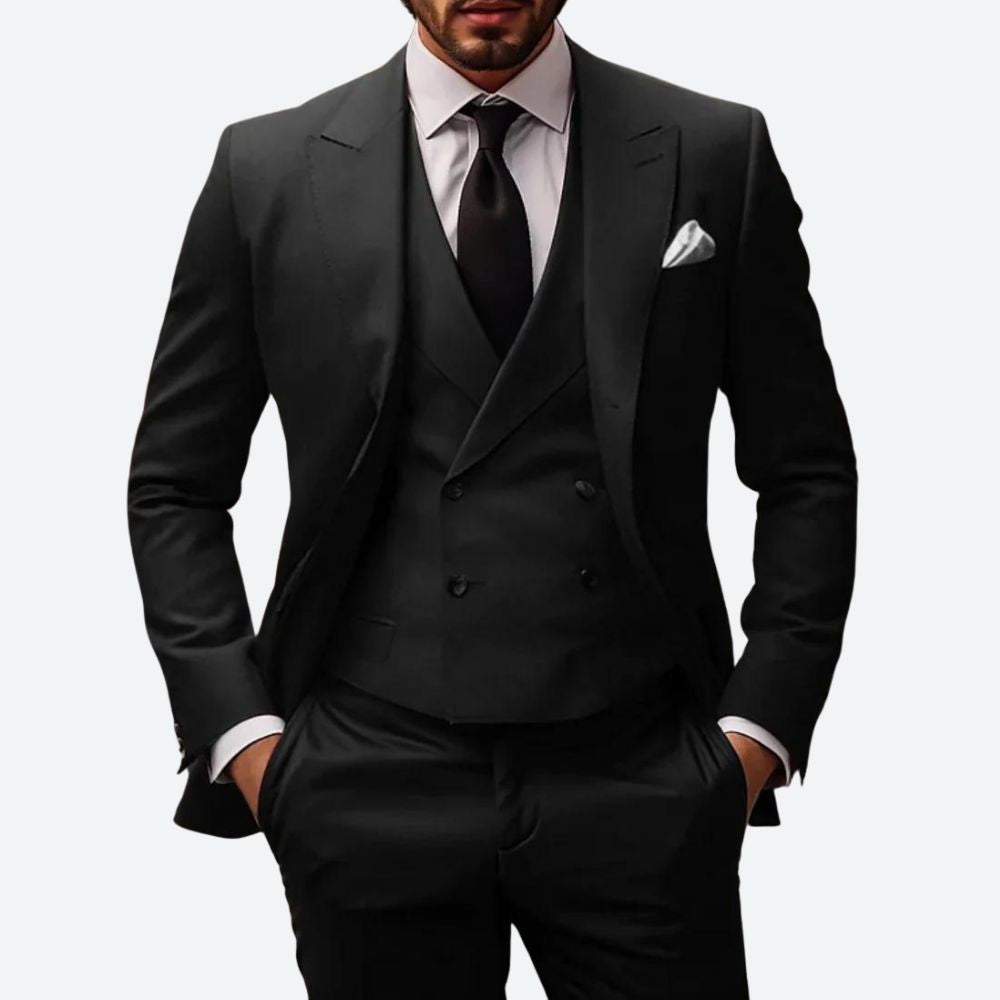 Herren 3-teiliges Hochzeitsgast-Anzug-Set | Zweireiher-Men Set-Kremer Mode