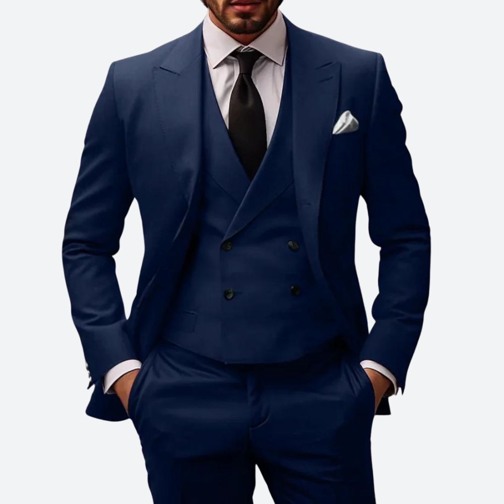 Herren 3-teiliges Hochzeitsgast-Anzug-Set | Zweireiher-Men Set-Kremer Mode