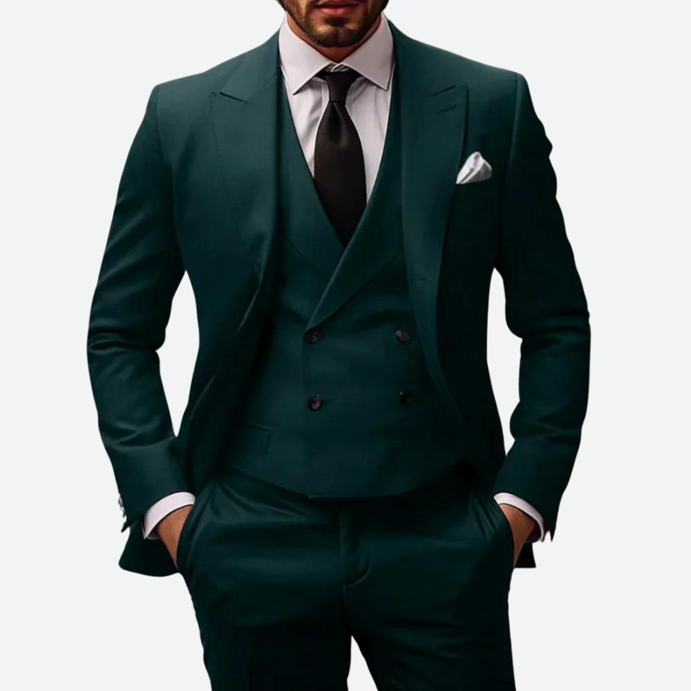 Herren 3-teiliges Hochzeitsgast-Anzug-Set | Zweireiher-Men Set-Kremer Mode