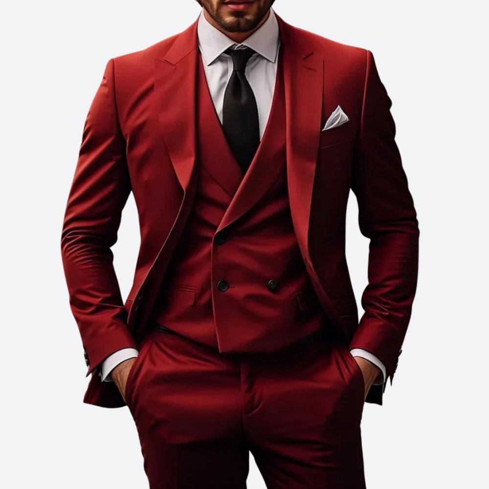 Herren 3-teiliges Hochzeitsgast-Anzug-Set | Zweireiher-Men Set-Kremer Mode