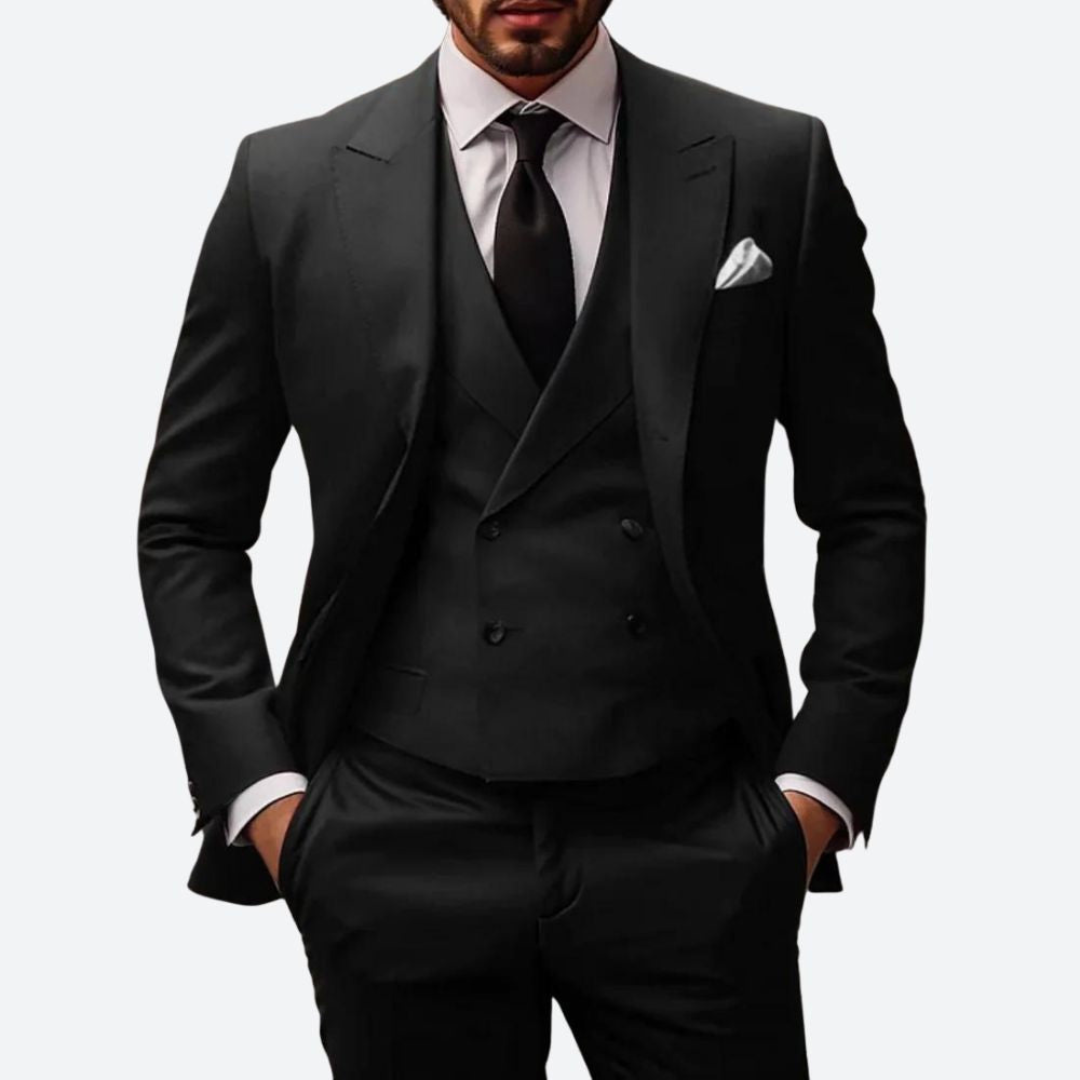 Herren 3-teiliges Hochzeitsgast-Anzug-Set | Zweireiher-Men Set-Kremer Mode