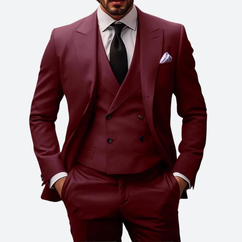 Herren 3-teiliges Hochzeitsgast-Anzug-Set | Zweireiher-Men Set-Kremer Mode
