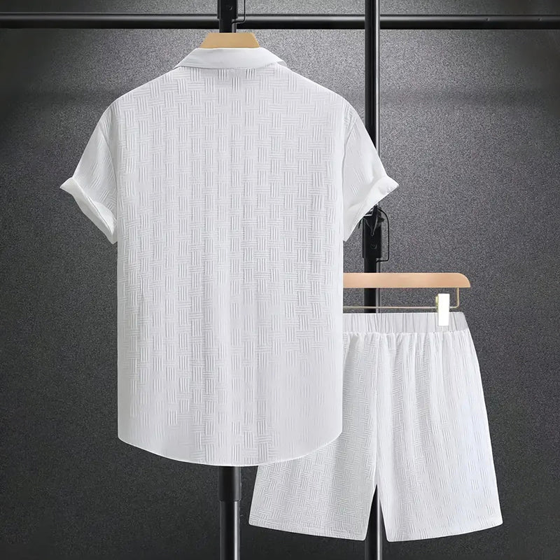 Herren Button-Down Hemd Und Shorts Set | Zweiteilig-Men Set-Kremer Mode