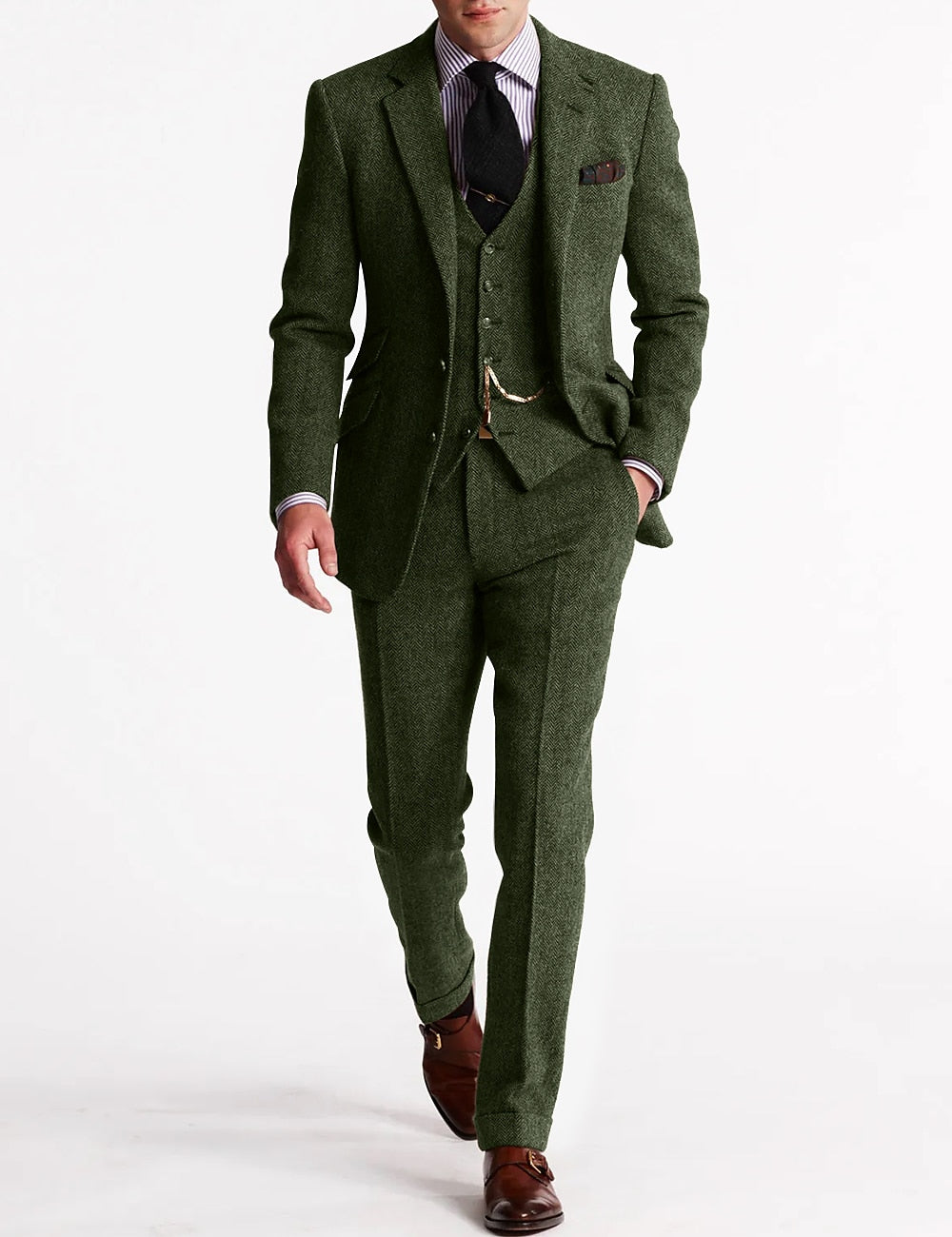 Herren Formaler Dreiteiliger Hochzeitsgast-Anzug Set | Klassisch-Men Set-Kremer Mode