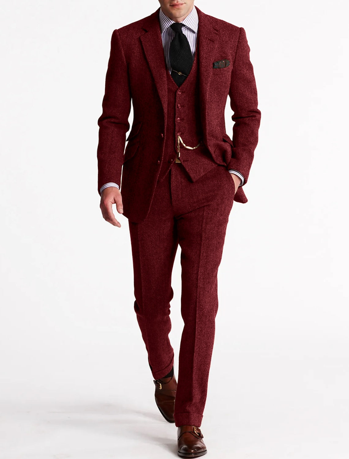 Herren Formaler Dreiteiliger Hochzeitsgast-Anzug Set | Klassisch-Men Set-Kremer Mode
