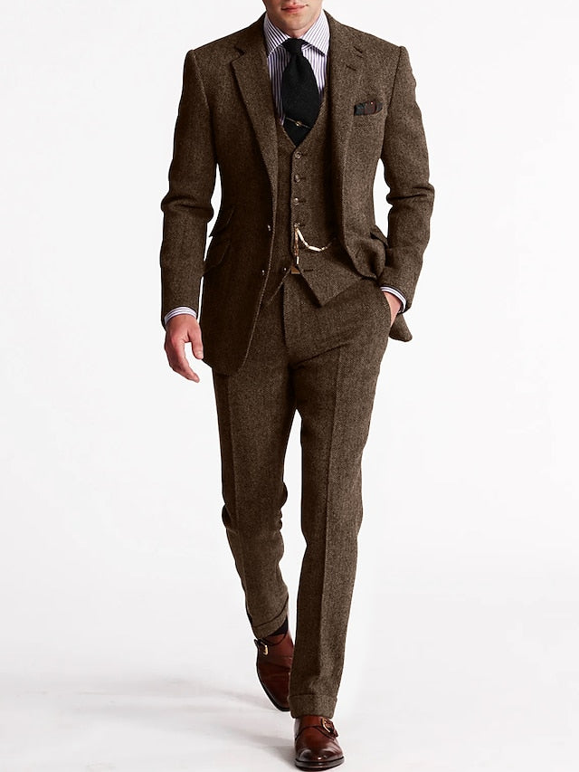 Herren Formaler Dreiteiliger Hochzeitsgast-Anzug Set | Klassisch-Men Set-Kremer Mode