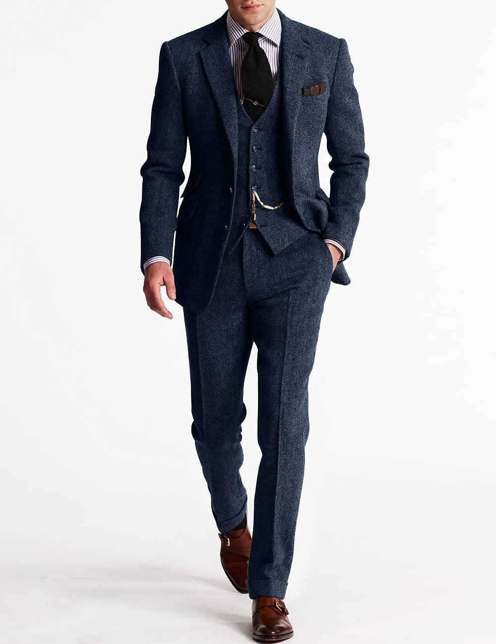 Herren Formaler Dreiteiliger Hochzeitsgast-Anzug Set | Klassisch-Men Set-Kremer Mode