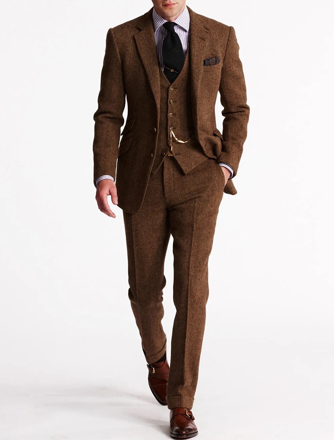 Herren Formaler Dreiteiliger Hochzeitsgast-Anzug Set | Klassisch-Men Set-Kremer Mode