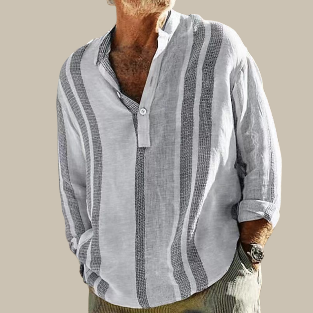 Herren Gestreift Langarm Hemd | Luftig-Men Shirt-Kremer Mode