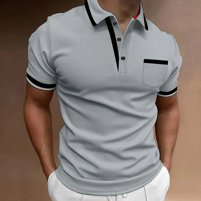 Herren Klassisch Brusttasche Polohemd | Kurzarm-Men Polo-Kremer Mode
