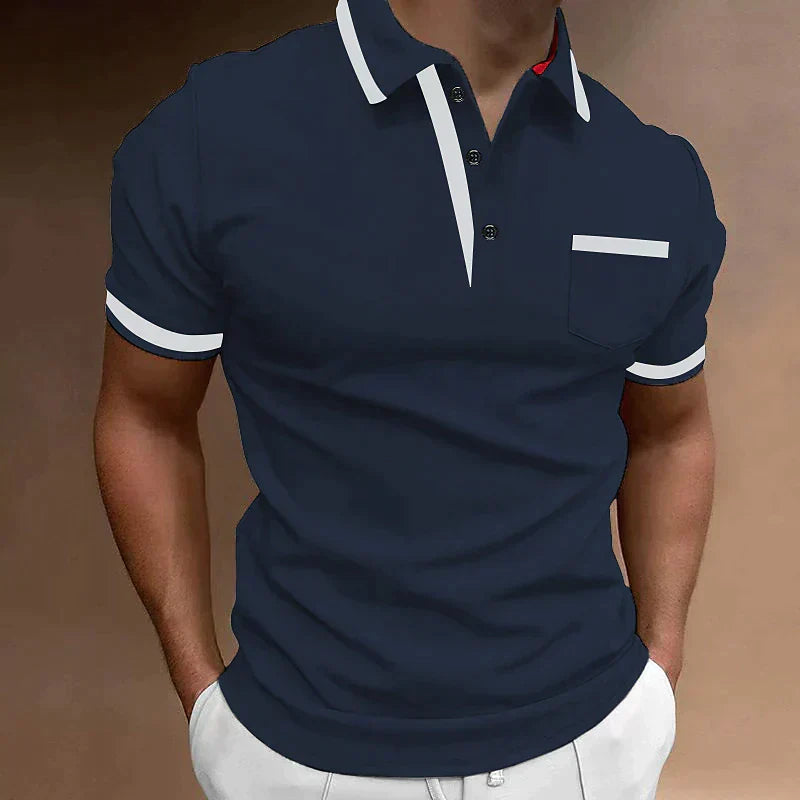Herren Klassisch Brusttasche Polohemd | Kurzarm-Men Polo-Kremer Mode