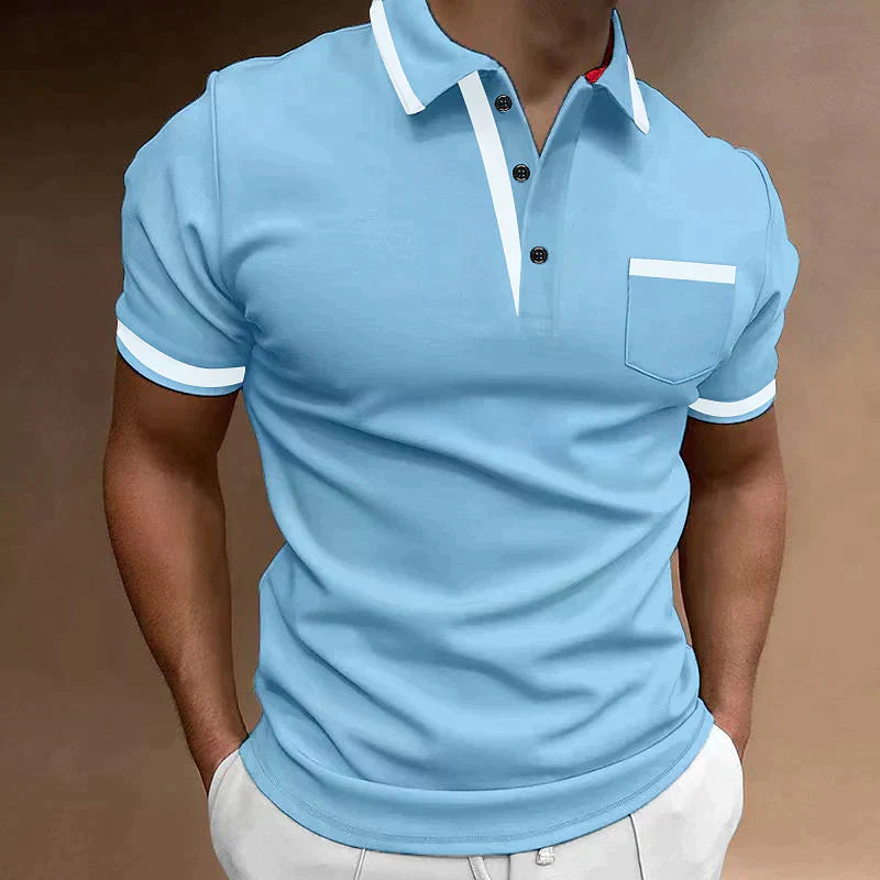 Herren Klassisch Brusttasche Polohemd | Kurzarm-Men Polo-Kremer Mode