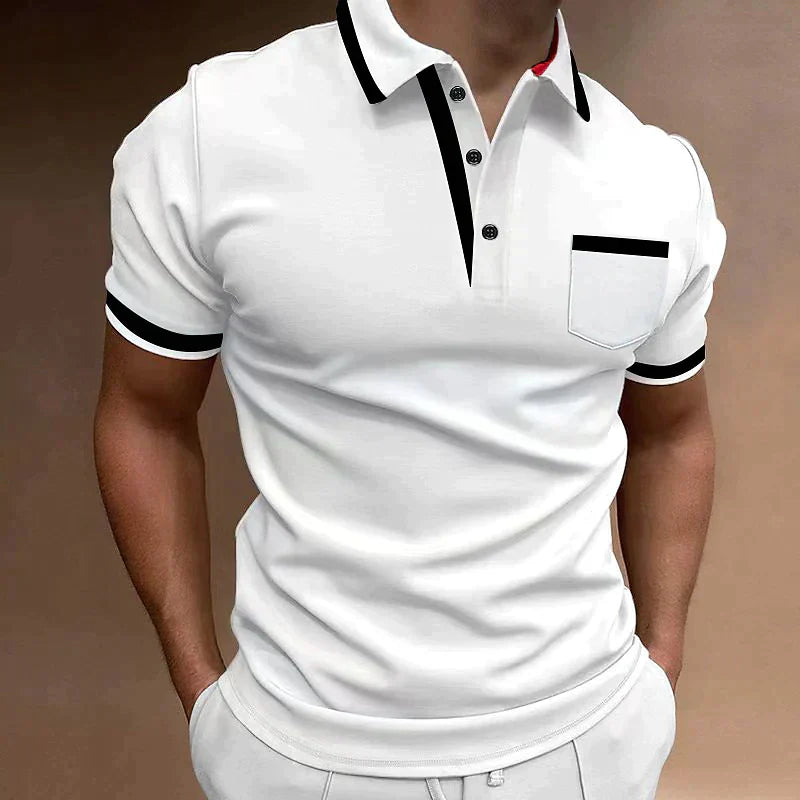 Herren Klassisch Brusttasche Polohemd | Kurzarm-Men Polo-Kremer Mode