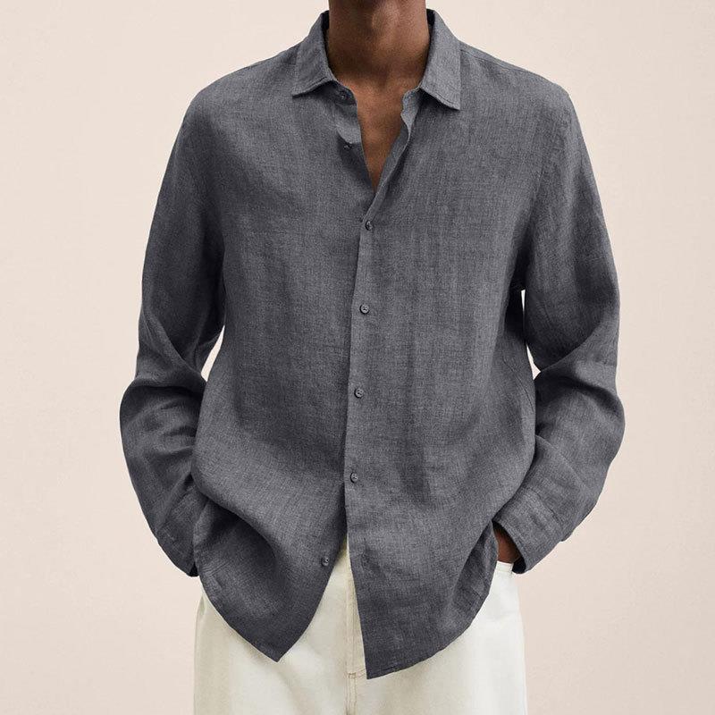 Herren Klassisch Langarm Hemd | Button-Down-Men Shirt-Kremer Mode