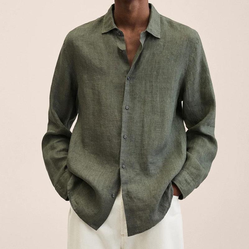 Herren Klassisch Langarm Hemd | Button-Down-Men Shirt-Kremer Mode