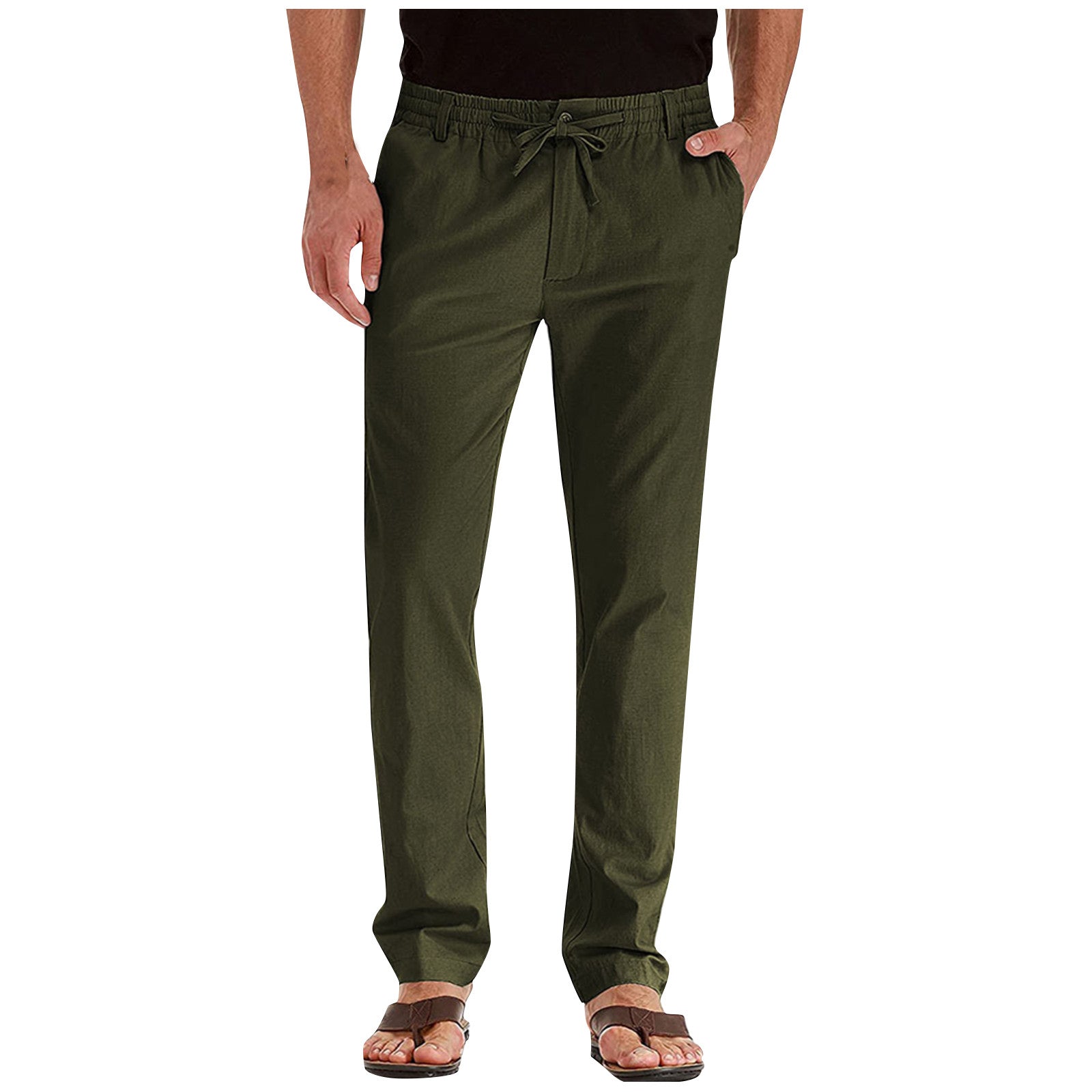 Herren Kordelzug Freizeit Hose | Gerades Bein-Men Pants-Kremer Mode